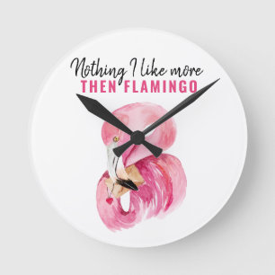 Modernes exotisches rosa Wasserfarben-Flamingo-Ges Runde Wanduhr