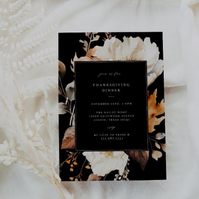 Modernes Fall Floral Erntedank Dinner Party Einladung (Von Creator hochgeladen)