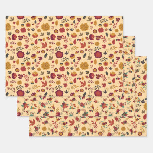 Modernes Fall Floral Muster Geschenkpapier Set