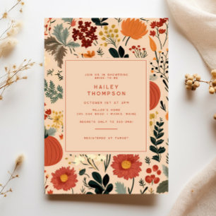 Modernes Fall Floral Pumpkin-Brautparty Einladung