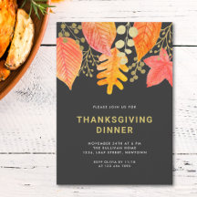 Modernes Fall Foliage Erntedank Dinner