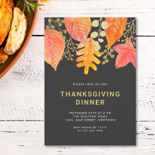 Modernes Fall Foliage Erntedank Dinner Einladung