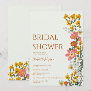 Modernes Fallretro Blume grünes Brautparty Einladung