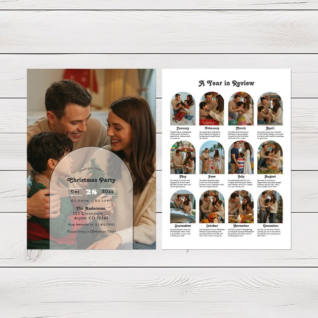 Modernes Familienjahr im Review Foto Weihnachts-Pa Einladung (Modern Family Year in Review Photo Christmas Party Invitation)