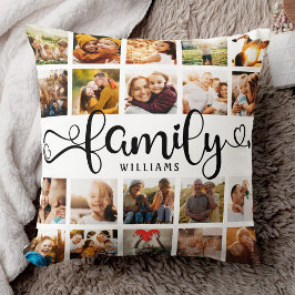 Modernes Familienskript 20 Foto Collage Chic Stilv Kissen