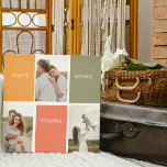 Modernes Family Collage Foto | Glückliches Ernteda Leinwanddruck<br><div class="desc">Bestes Geschenk für Ihre Freunde und Familie,  Personalisierter Erntedank drei Foto und Text mit Herbstfarben. Happy Thanksgiving</div>