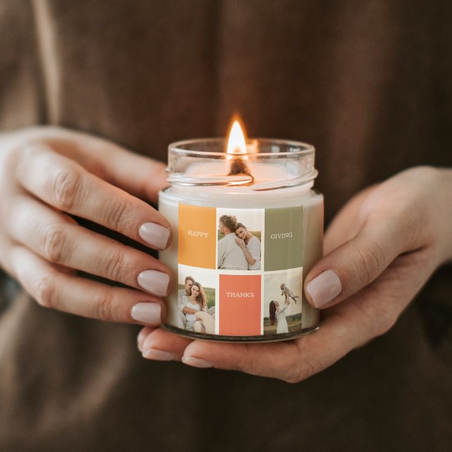 Modernes Family Collage Foto | Glückliches Ernteda Quadratischer Aufkleber (Von Creator hochgeladen)