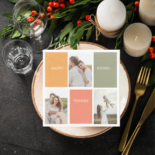 Modernes Family Collage Foto   Glückliches Ernteda Serviette