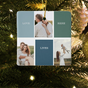 Modernes Family Collage Foto   Liebe leben hier Keramikornament