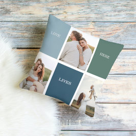 Modernes Family Collage Foto | Liebe leben hier Kissen