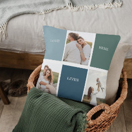 Modernes Family Collage Foto | Liebe leben hier Kissen