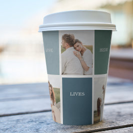 Modernes Family Collage Foto | Liebe leben hier Pappbecher