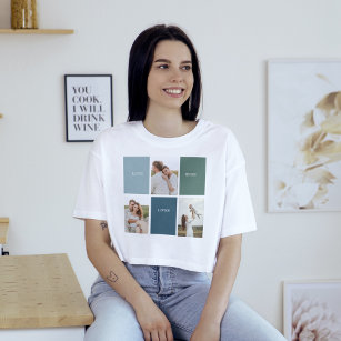 Modernes Family Collage Foto   Liebe leben hier T-Shirt
