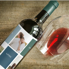 Modernes Family Collage Foto | Liebe leben hier Weinetikett