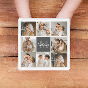 Modernes Family Collage Foto & Personalisierte Ges Acryl Tablett