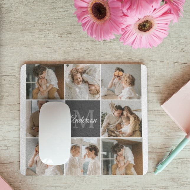 Modernes Family Collage Foto & Personalisierte Ges Mousepad (Von Creator hochgeladen)