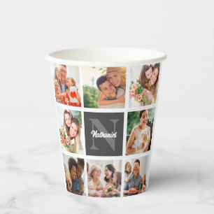 Modernes Family Collage Foto & Personalisierte Ges Pappbecher