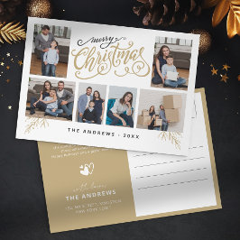 Modernes Family Collage Foto Weihnachtstypografie Feiertagspostkarte