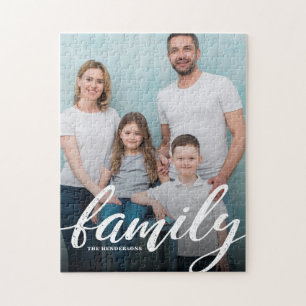 Modernes Family Script-Foto Puzzle