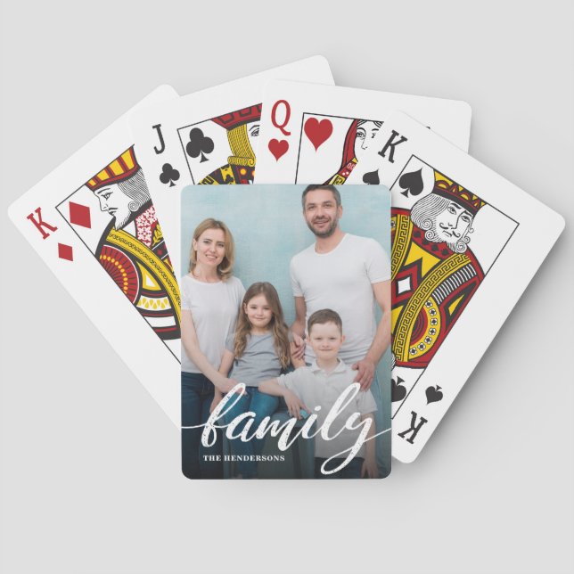 Modernes Family Script-Foto Spielkarten (Rückseite)