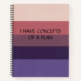 Modernes Farbblock Horizontal Streifen Blaues Mono Notizbuch