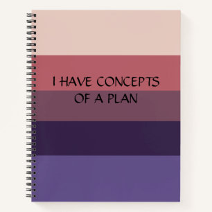 Modernes Farbblock Horizontal Streifen Blaues Mono Notizbuch