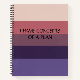 Modernes Farbblock Horizontal Streifen Blaues Mono Notizbuch