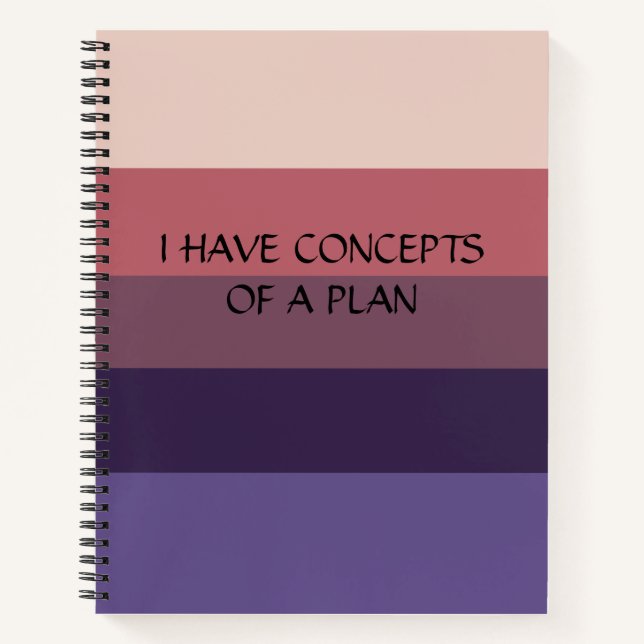 Modernes Farbblock Horizontal Streifen Blaues Mono Notizbuch (Vorderseite)