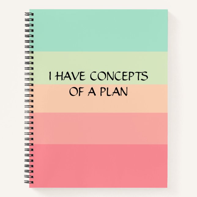 Modernes Farbblock Horizontales Streifen rosa Mono Notizbuch (Vorderseite)