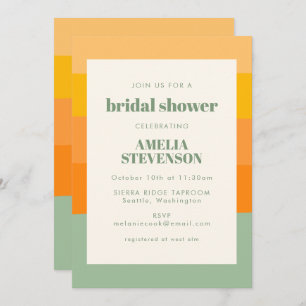Modernes Farbblock Orange Minze Brautparty Einladung