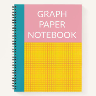 Modernes Farbblock Pink Gelb Aqua Graph Paper Notizbuch