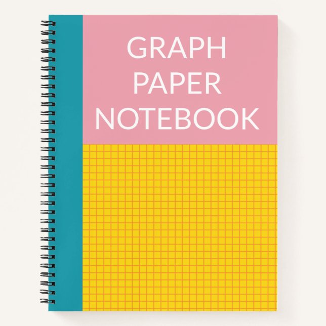 Modernes Farbblock Pink Gelb Aqua Graph Paper Notizbuch (Vorderseite)