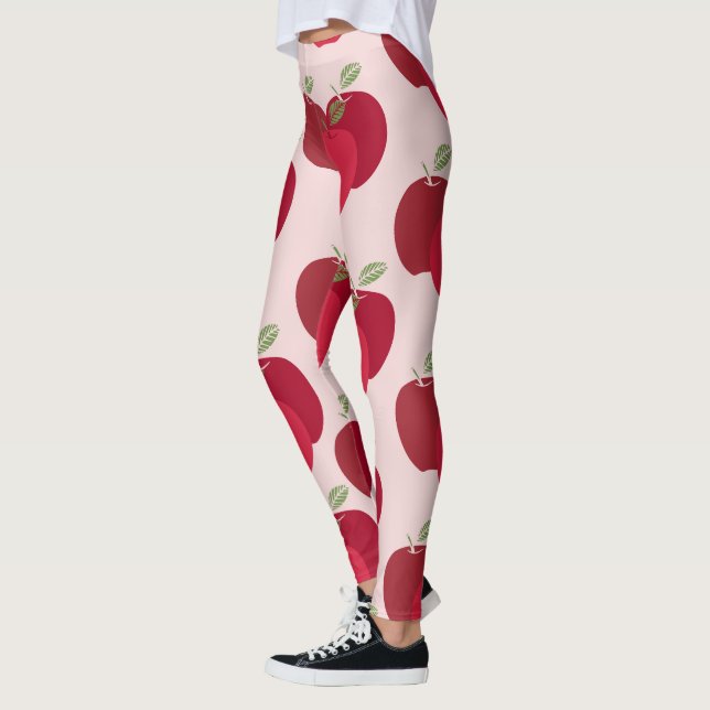 Modernes, farbenfroh gestaltetes Apple-Muster Leggings (Links)