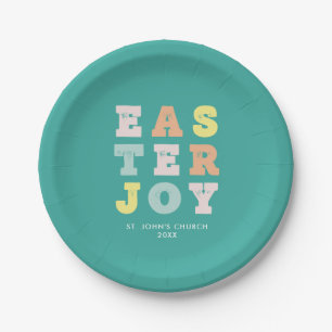 Modernes, farbenfrohe Ostern Pappteller