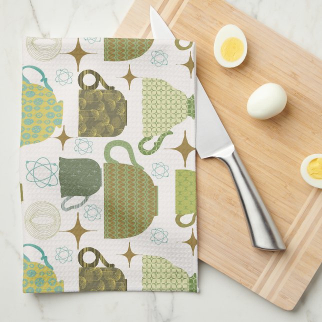 Modernes, farbenfrohe Teacup aus dem Mittelalter Geschirrtuch (Viertel Falte)