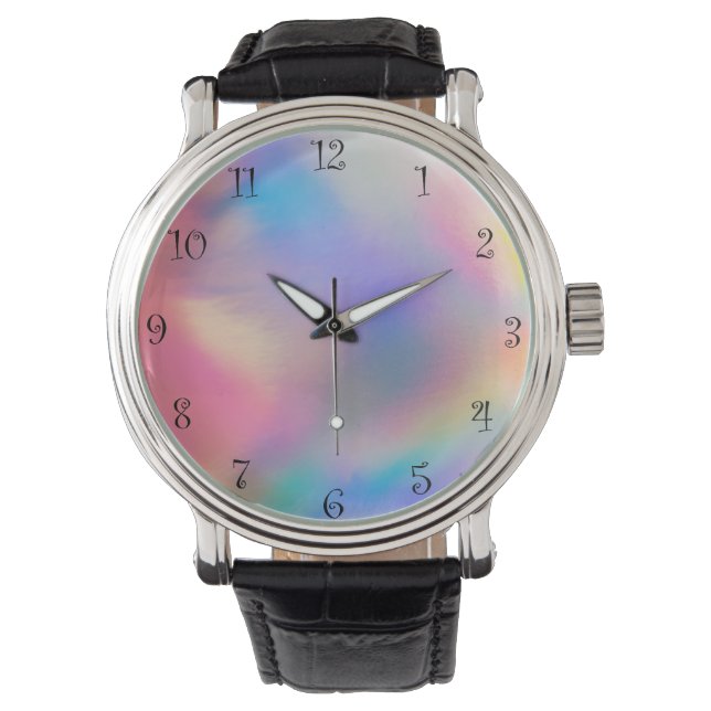Modernes farbenfroher Regenbogen Galaxie Armbanduhr (Vorderseite)