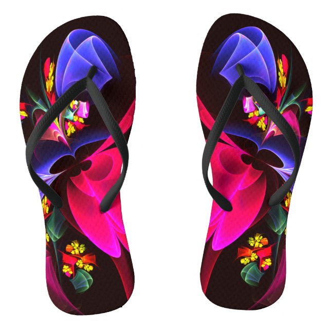 Modernes, farbenfrohes Abstraktes Kunstmuster #06 Flip Flops (Fußbett)