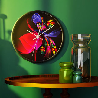 Modernes, farbenfrohes Abstraktes Kunstmuster #06 Große Wanduhr