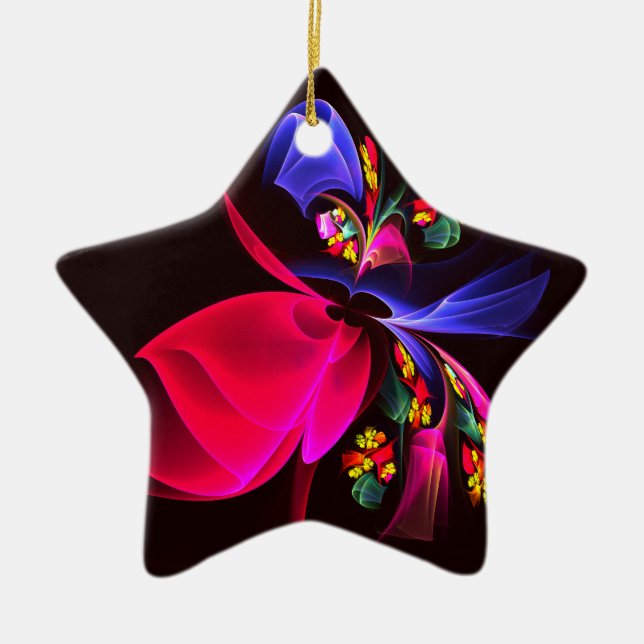 Modernes, farbenfrohes Abstraktes Kunstmuster #06 Keramik Ornament (Vorne)