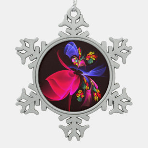 Modernes, farbenfrohes Abstraktes Kunstmuster #06 Schneeflocken Zinn-Ornament