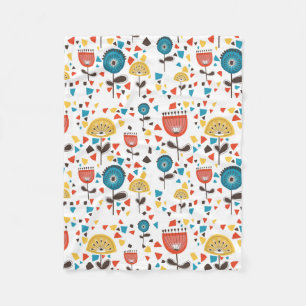 Modernes, farbenfrohes Blumenmuster aus dem Mittel Fleecedecke