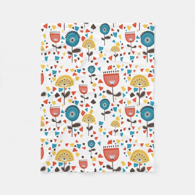Modernes, farbenfrohes Blumenmuster aus dem Mittel Fleecedecke (Vorderseite)