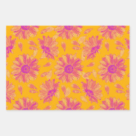 Modernes, farbenfrohes, florales Muster Geschenkpapier Set