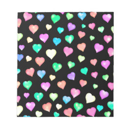 Modernes, farbenfrohes Herzmuster Notizblock