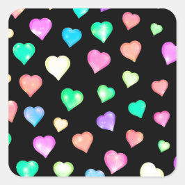 Modernes, farbenfrohes Herzmuster Quadratischer Aufkleber