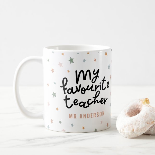 Modernes, farbenfrohes Lieblingssterngeschenk  Kaffeetasse (Mit Donut)