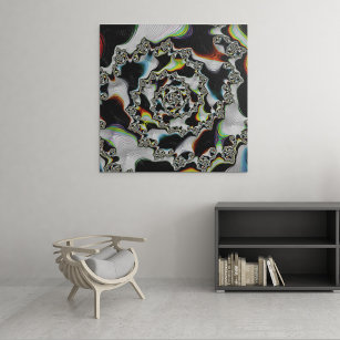 Modernes, farbenfrohes psychedelisches Spiral-Frak Leinwanddruck