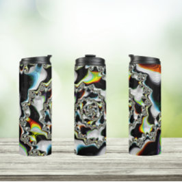 Modernes, farbenfrohes psychedelisches Spiral-Frak Thermosbecher