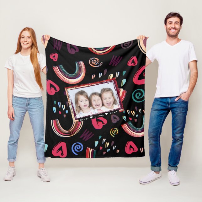 Modernes, farbenfrohes Rainbow Custom Foto Fleecedecke (Beispiel)