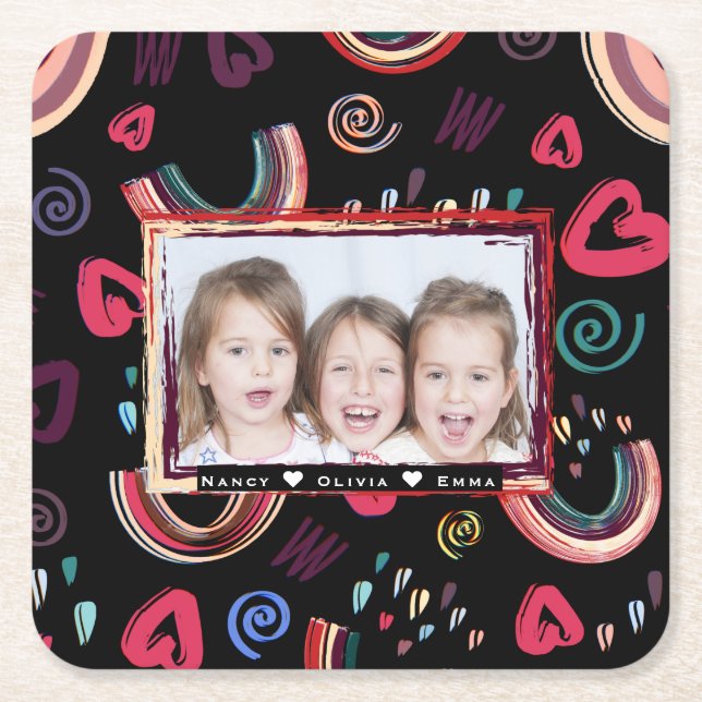 Modernes, farbenfrohes Rainbow Custom Foto Rechteckiger Pappuntersetzer (Vorderseite)